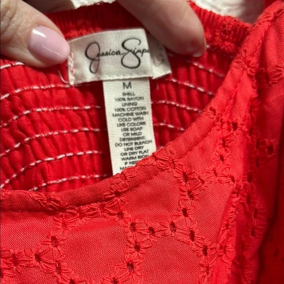 Jessica Simpson Red Ruched Midi Sundress - Picture 2 of 4